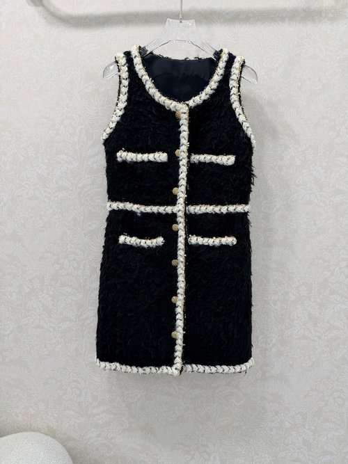 Chanel Premium Handicraft Vintage Lambswool Vest Dress