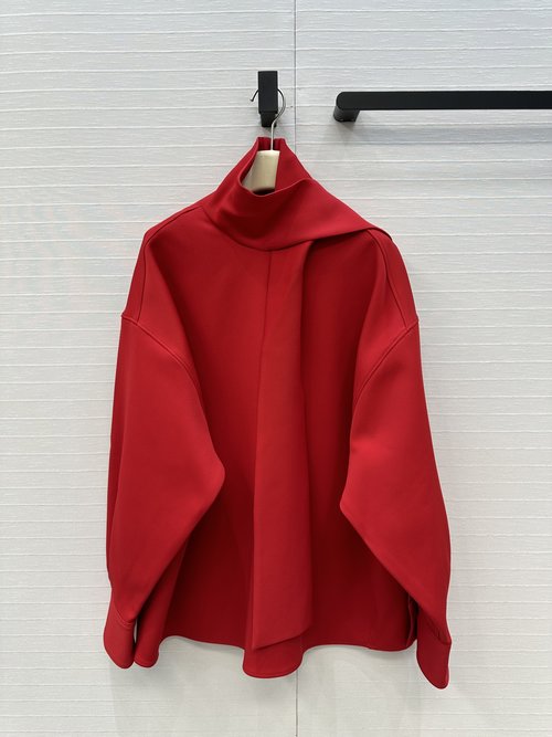 Roger Viver Red Contour Shirt with Scarf Collar for a Simple and Elegant Appearance