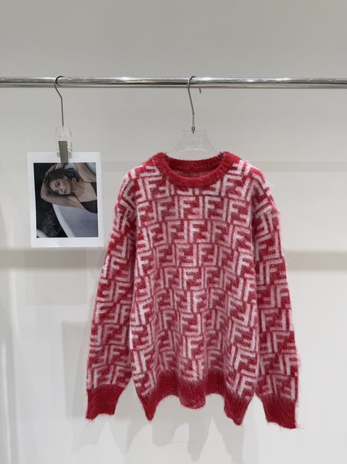 Fendi Double F Full-print Letter Mohair Pullover