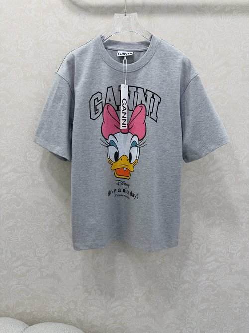 Ganni Collaboration Daisy Graphic T-Shirt with Gold Foil Print