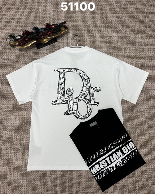 Dior Printed Plain Cotton Fabric with Double Yarn