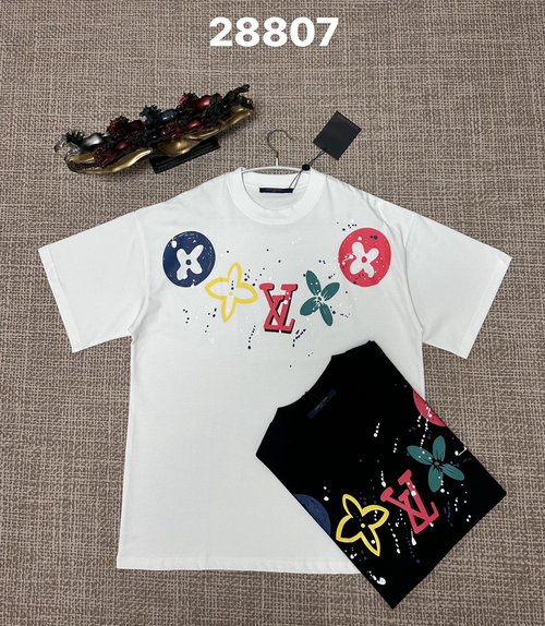 Louis Vuitton Printed Cotton T-Shirt in Black and White