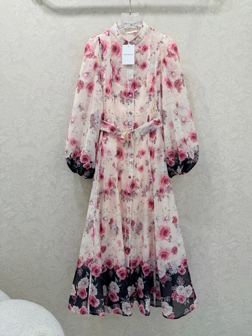 Zimmermann Rose Series Long Dress with Delicate Details