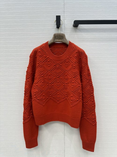 Loro Piana Holiday Series Cashmere Sweater with Hollowed-out Lattice Pattern