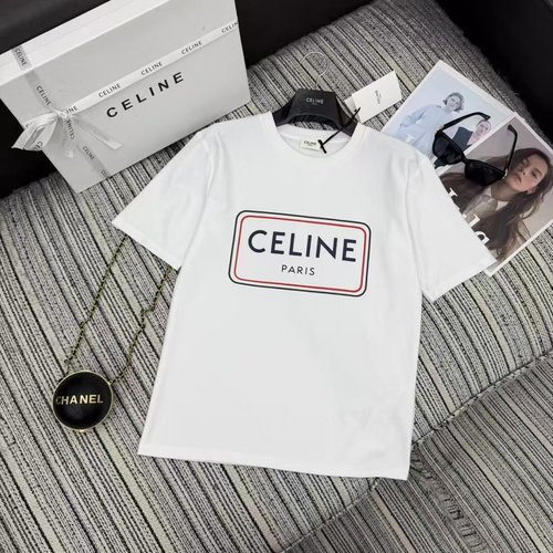 Celine Trendy Two-Color Letter-Printed Short-Sleeve Round-Neck T-Shirt