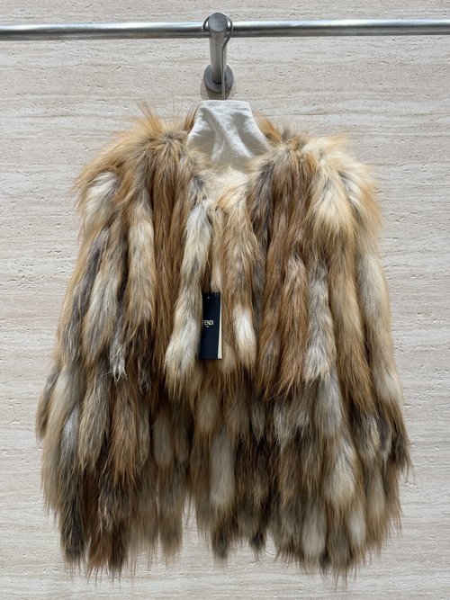 Fendi Mid - length Furry Vest with Natural Gradient