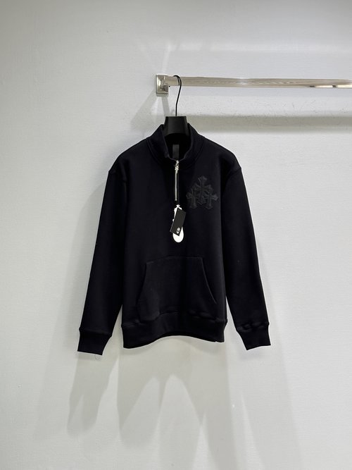 Chrome Hearts Cross-Embellished High-Collar Zip-Up Hoodie