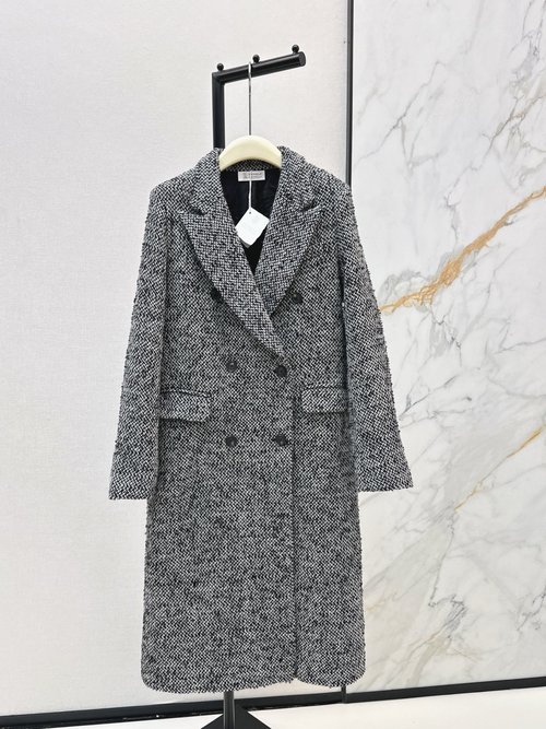 Brunello Cucinelli Luxury Vintage Long Suit Coat in Classic Grey, Refined Elegance
