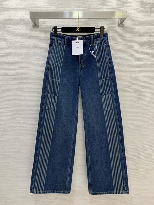 Dior Loose Straight-leg Jeans with Letter Logo Stripes