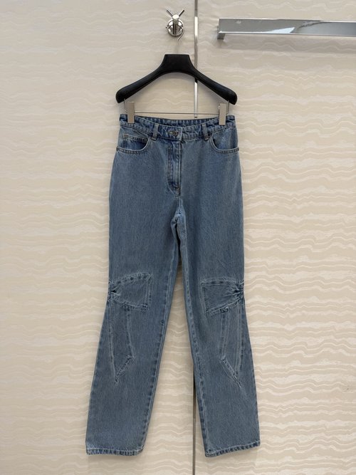 Chanel Premium Coco Bow Series Straight Jeans, Suitable for Layering