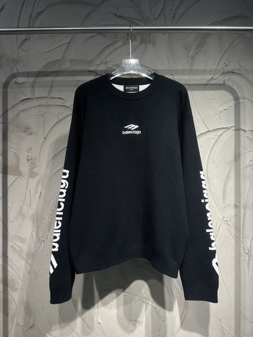 Balenciaga Ski Sweater with Logo Embroidery and Branded Sleeves