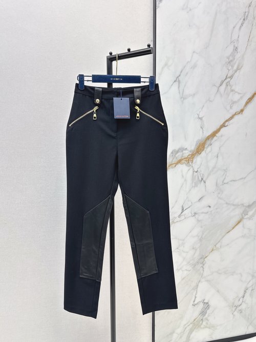 Louis Vuitton Spliced Leather High-waisted Skinny Pants for a Slimming Look