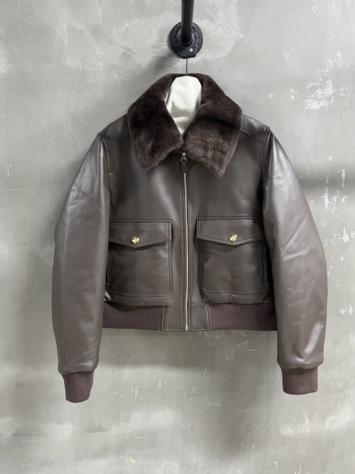 Celine Stylish Leather and Cotton Blend Loose Jacket