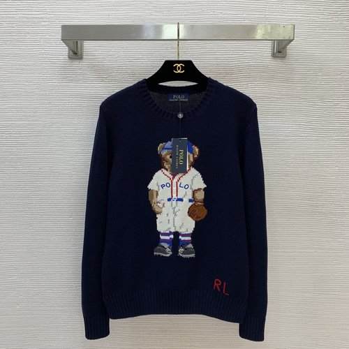 Polo Ralph Lauren Premium Wool Blend Sweater with P-Letter Bear Embroidered