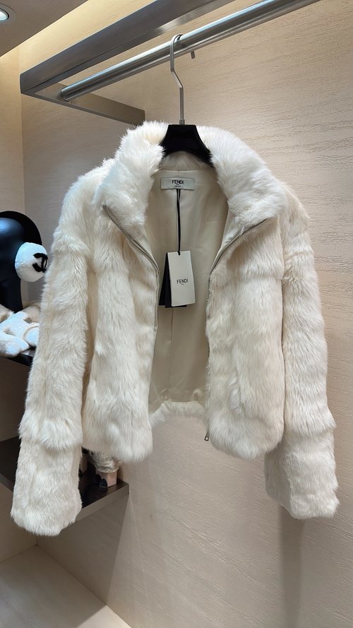 Fendi Snow Rabbit Fur Coat, Elegant Winter Style