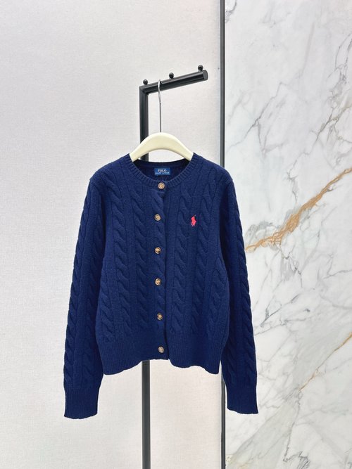 Polo Ralph Lauren Classic Cable - knit Cashmere Crew - neck Cardigan, 90% Wool 10% Cashmere, Six Colors