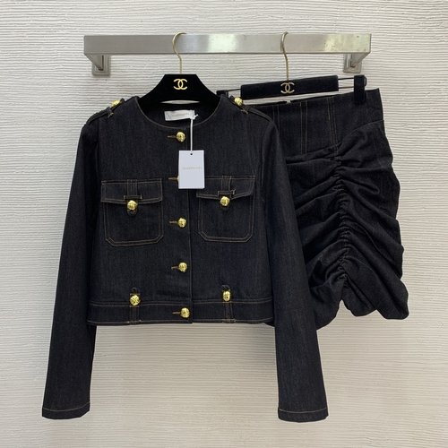 Zimmermann Denim Workwear Style Two-piece Set with Bubble Skirt