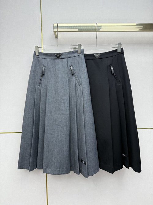 Prada Halter Skirt with Classic Triangle Logo and Zipper Pocket, New Design