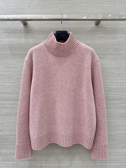 Loro Piana Classic Old Money Aesthetic: High-Neck Sweater Complemented with Wide-Leg Trousers