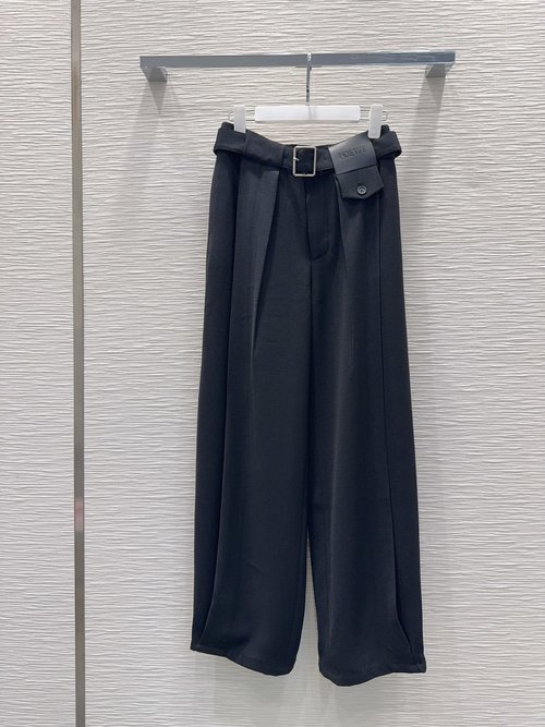 Loewe Waist - Belted Wide - Leg Pants with Leather Logo