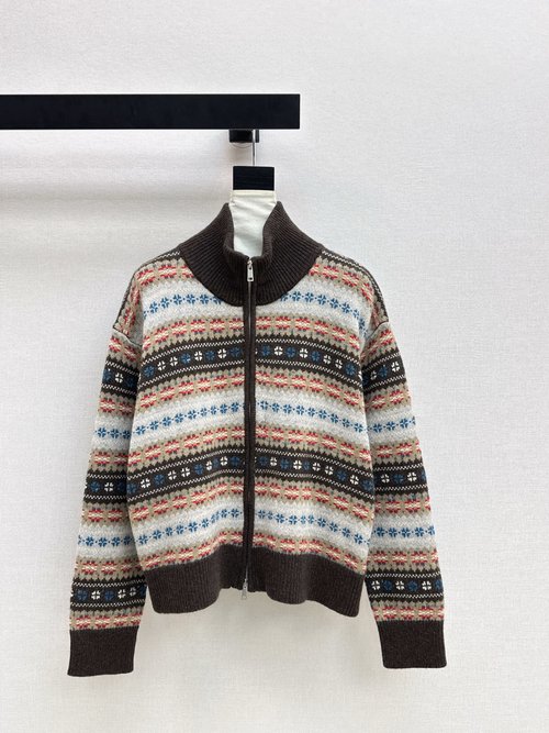 Loro Piana Fair Isle Knit Cardigan with Vintage European Aesthetic