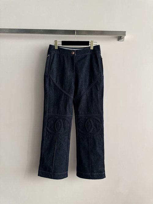 Chanel Denim Ski Pants with Double - C Logo