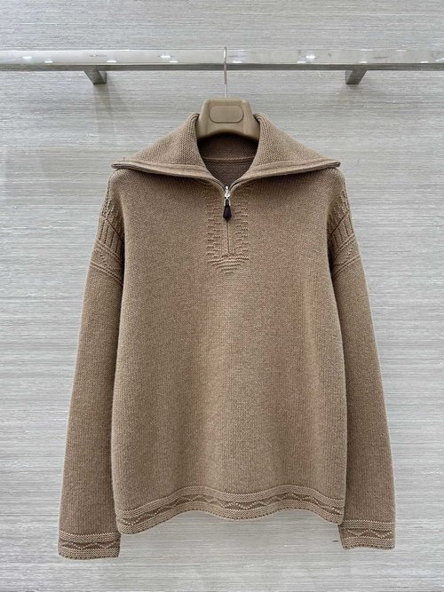 Loro Piana Luxury Pure Cashmere Half-Zip Top for Resort Wear