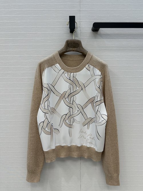 Loro Piana Chain Print Spliced Cashmere Sweater for a Vintage Style