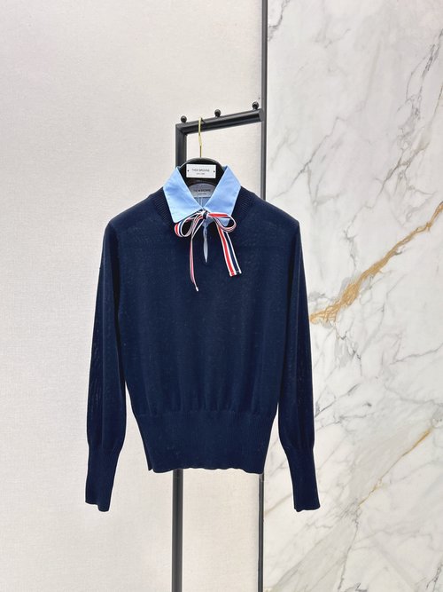 Thom Browne Classic Color-block Knit Sweater with Wool Blend, Enduring Style