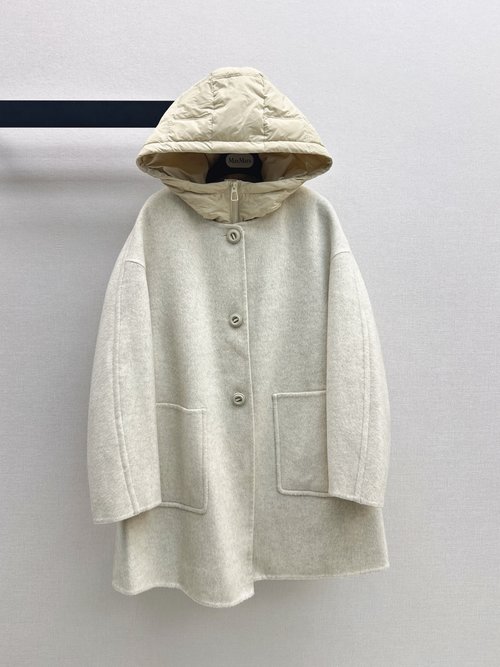 Max Mara Double-Sided Cashmere Down Lined Coat in Classic H Loose Fit