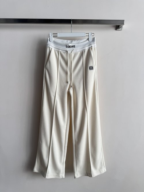 Loro Piana Casual Wool Blend Trousers with Embroidered Logo