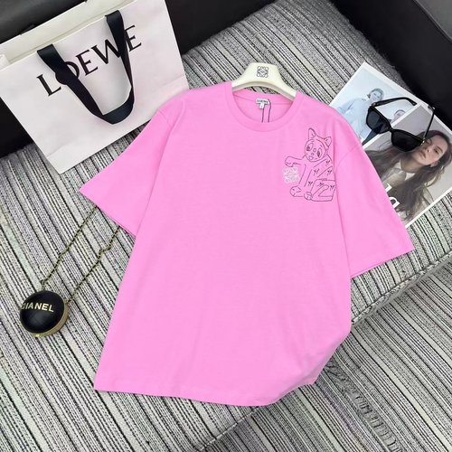 Louis Vuitton Exclusive Co-branded Cat Embroidery Short Sleeve Round-Neck T-shirt