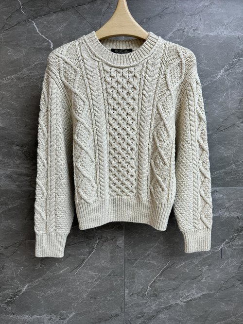 Loro Piana Cable-Knit Cashmere Sweater with 3D Pattern