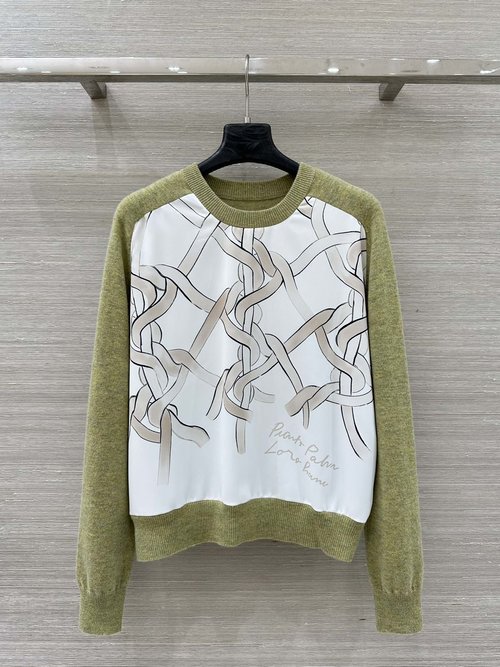 Loro Piana Exclusive High-end Old-money Style Chain Print Cashmere Sweater