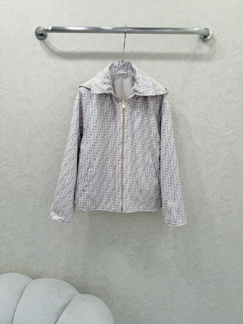 Fendi Detachable Hooded Double-sided Wool Coat with Print