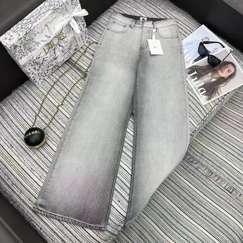 Dior Spring Series Dyed Denim Wide-Leg Pants