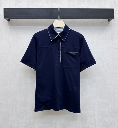 Prada Imported Custom Nylon Polo Short Sleeve with Placket and Logo