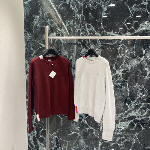 Loewe Embroidered Totem Sweater with Red, White, and Blue Trim Features