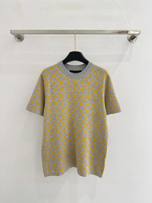 Louis Vuitton Classic Monogram Round Neck Casual Short Sleeve Knit
