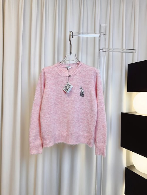 Loewe Cartoon Logo Woven Wool Top, Soft and Comfortable