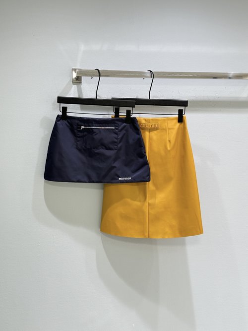 Miu Miu 90s - Inspired Technical Gabardine Skirt with Zip Pockets