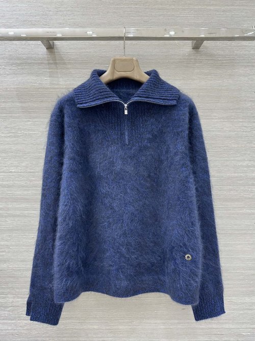 Loro Piana Exclusive Premium Cashmere Pullover with Half-Zip and Big Lapel