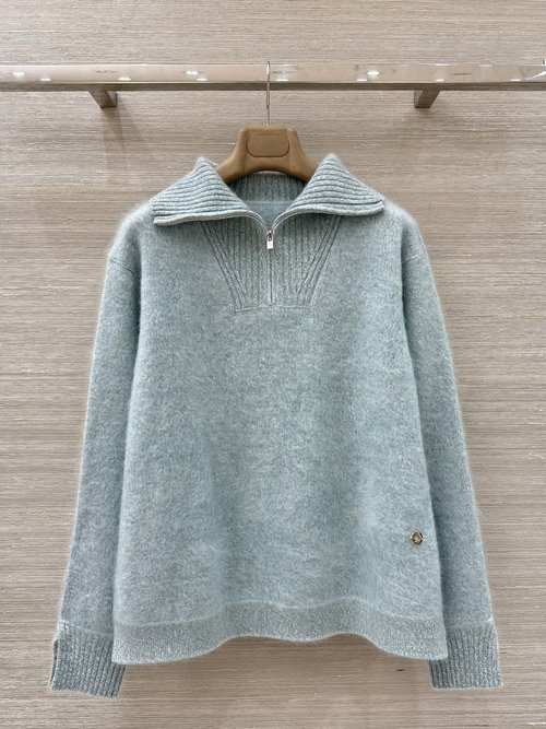 Loro Piana Exclusive Premium Cashmere Pullover with Half-Zip and Big Lapel