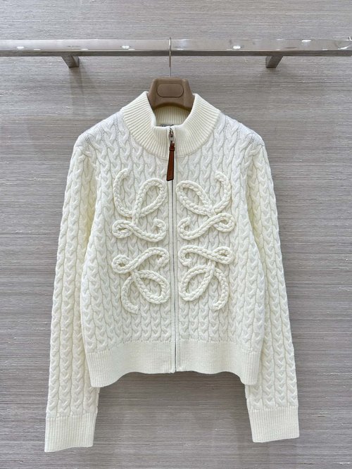 Loewe High-Quality Knitted Coat with 3D Logo for Layering