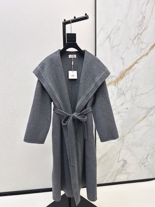 Hermes High - IQ Collar Handmade Stylish Wool Camel Hair Overcoat