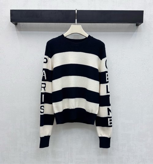 Celine Custom Imported Wool Striped Alphabet Knitted Sweater