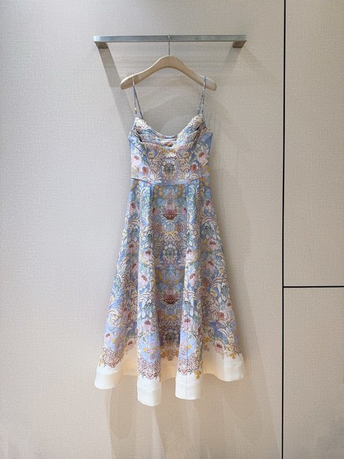 Zimmermann Flower - Printed Linen Dress with Adjustable Straps