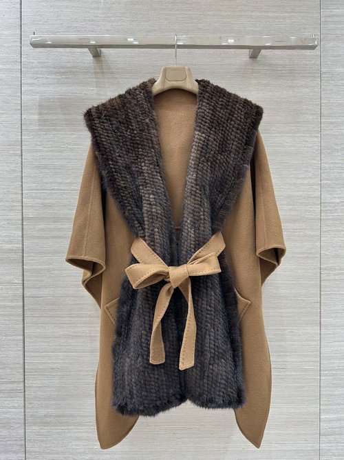 Versace Original Single: Cashmere-Wool Mink Cloak with Detachable Collar