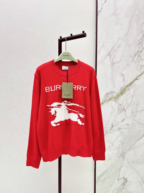 Burberry Exclusive Release: Classic Horse Logo Round Neck Sweater, Comfortable and Versatile