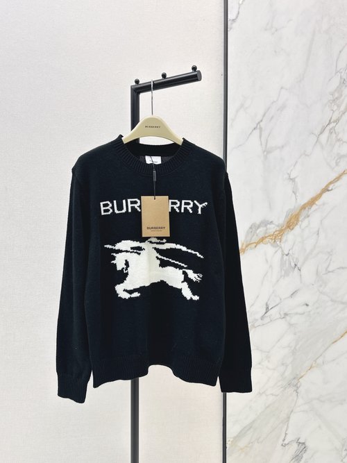 Burberry Exclusive Release: Classic Horse Logo Round Neck Sweater, Comfortable and Versatile